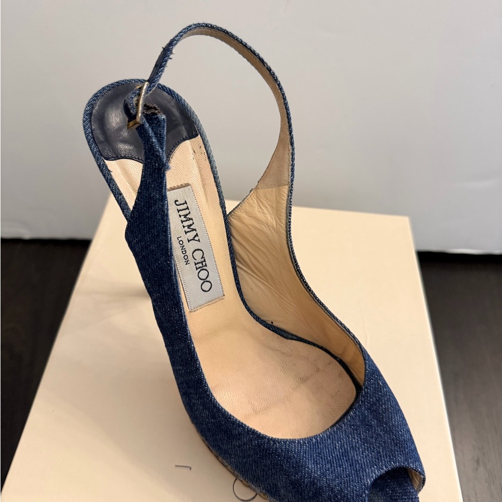 Jimmy Choo Denim Blue Slingback Heels